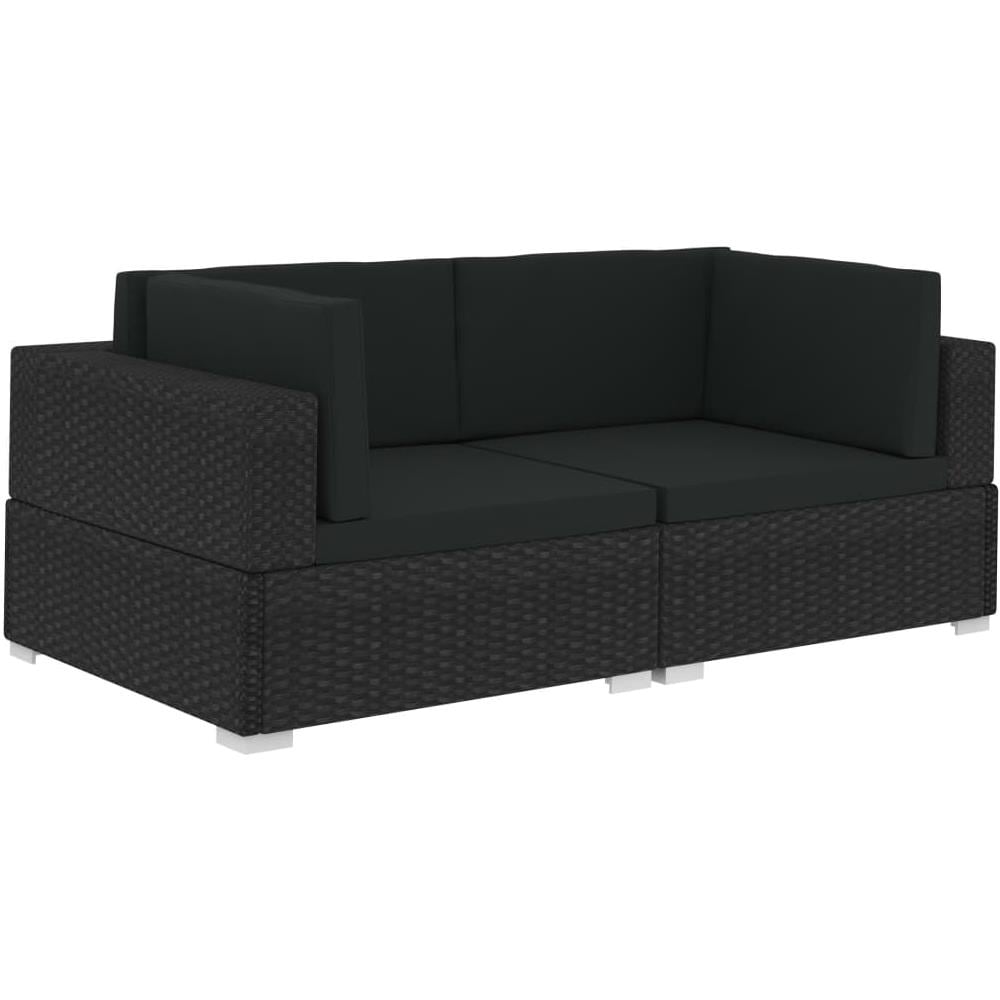 Poltrone Modulari ad Angolo con Cuscini 2 pz Polyrattan Nero - Foto 1