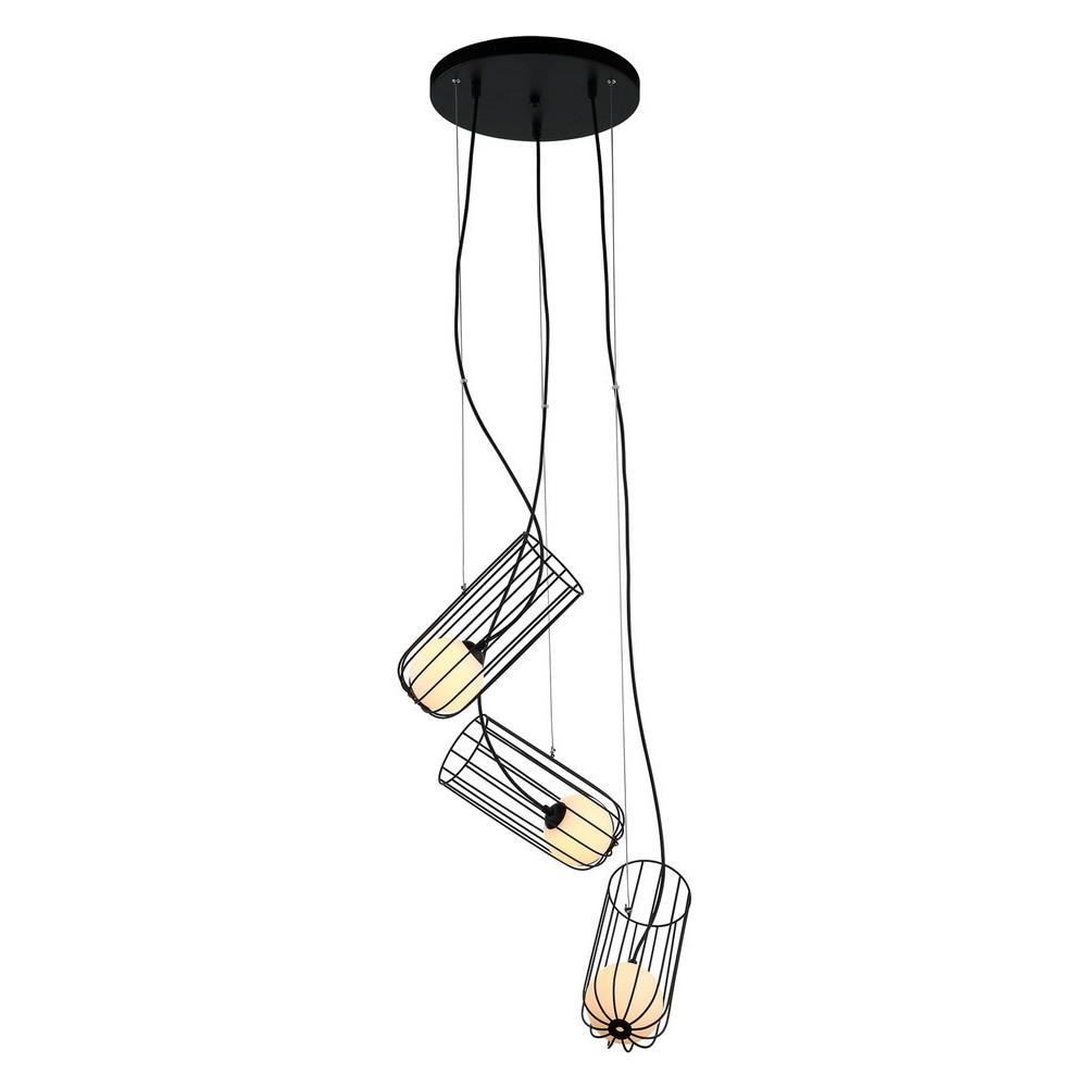 Lampada A Sospensione Moderna Nera A 3 Luci Con Paralume Nero E Bianco, G9 - Foto 2