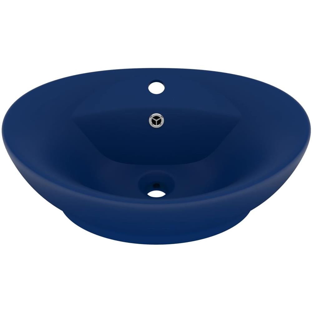 Lavabo con Troppopieno Ovale Blu Scuro Opaco 58,5x39cm Ceramica - Foto 1
