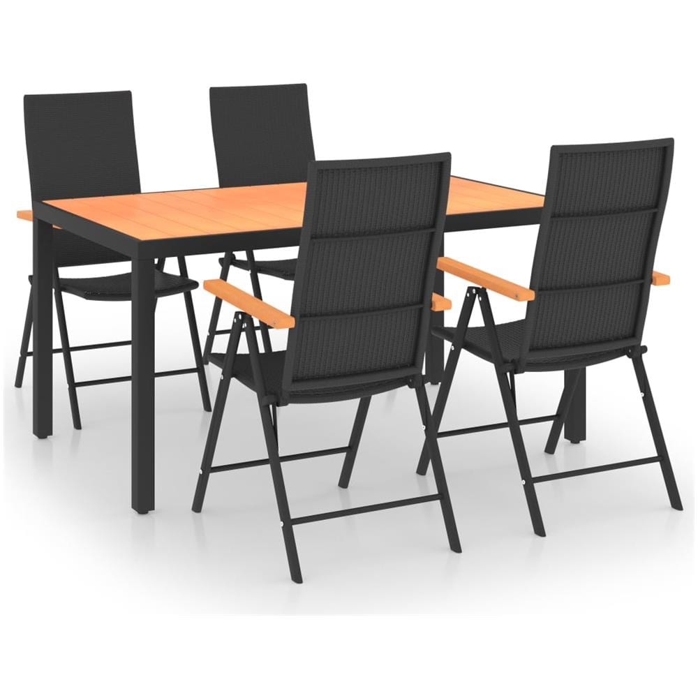 Set Da Pranzo Da Giardino 5 Pz Nero E Marrone - Foto 1