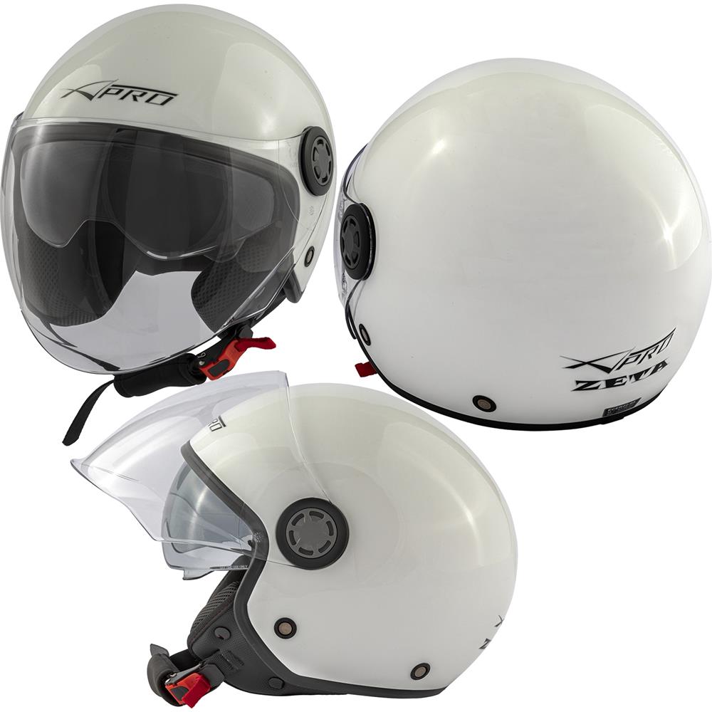 Jet Casco Moto Scooter Lunga Visiera Ece2205 Certificato Parasole Bianco S - Foto 10