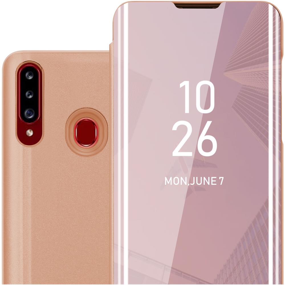 Custodia Compatibile Con Samsung Galaxy A20s In Kunzit Rosa - Clear View Specchio Coperchio Protettivo Con Funzione Di Supporto Protezione A 360 Gradi - Foto 1