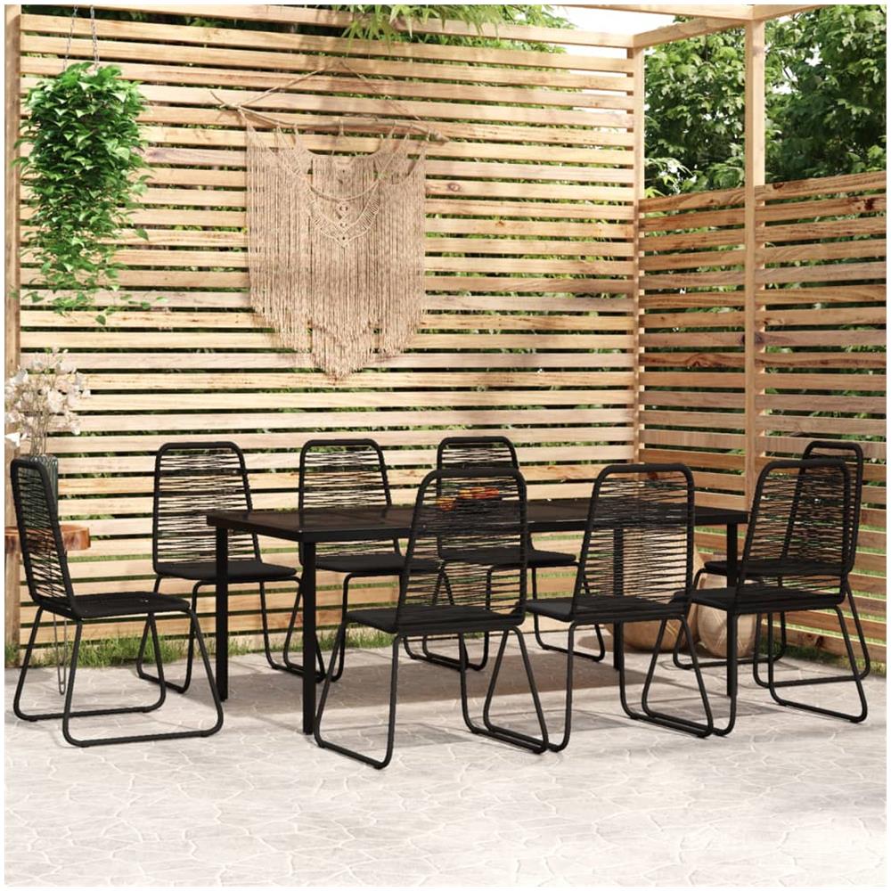 Set Da Pranzo Per Giardino 9 Pz Con Cuscini Nero - Foto 1