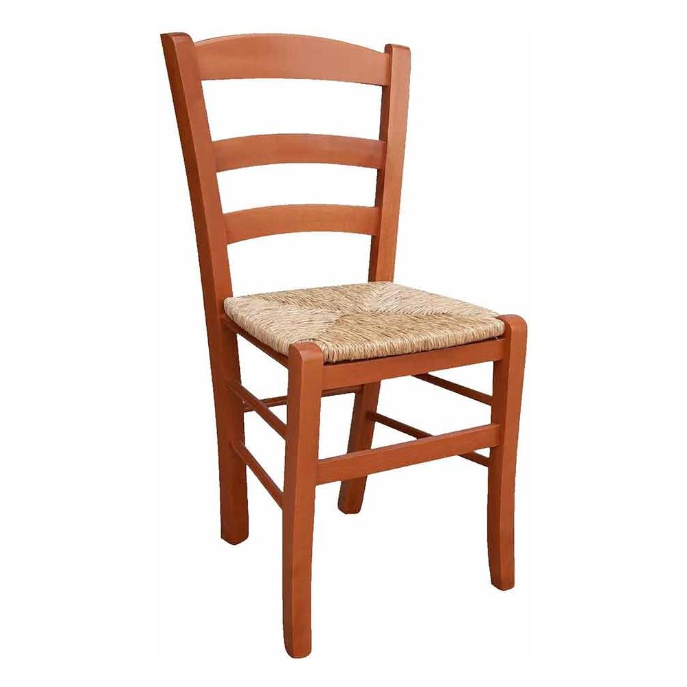 Sedia Legno Paesana Ciliegio Con Seduta In Paglia - Foto 1