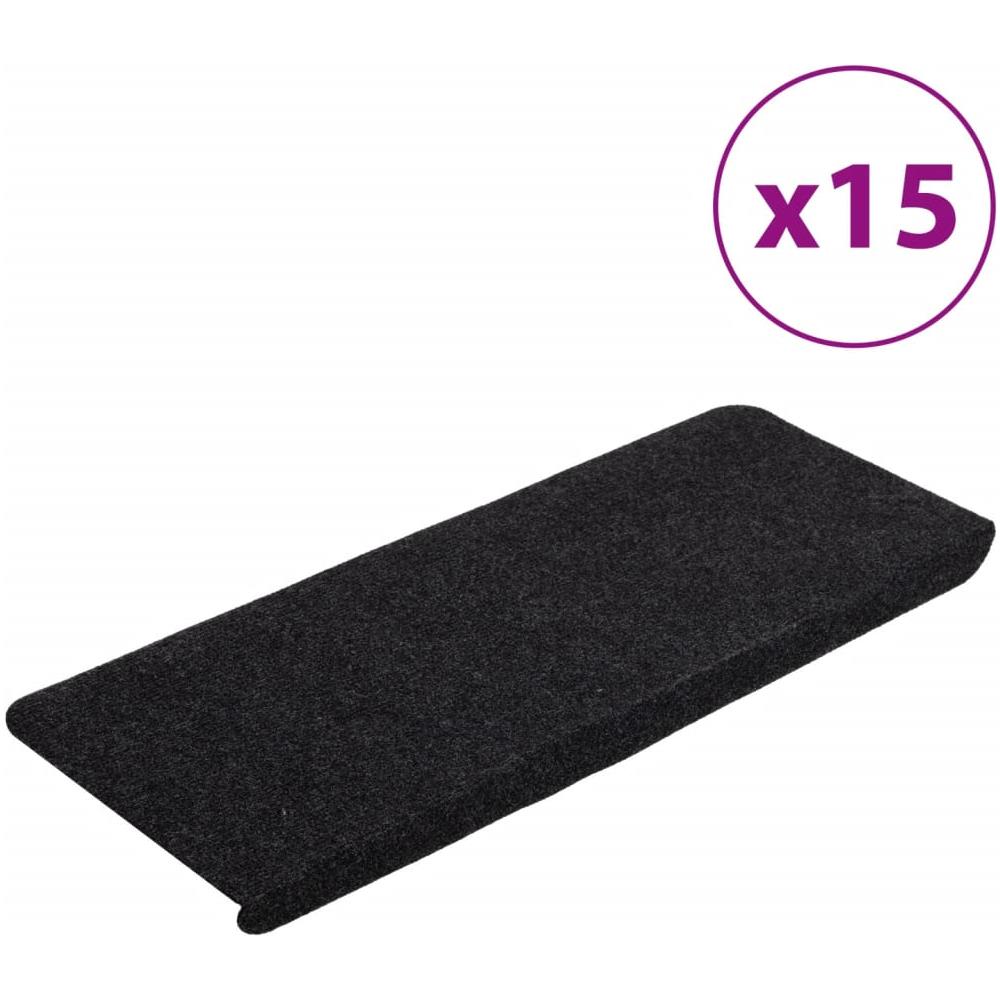 Tappetini Autoadesivi per Scale 15 pz 65x24,5x3,5 cm Nero - Foto 1