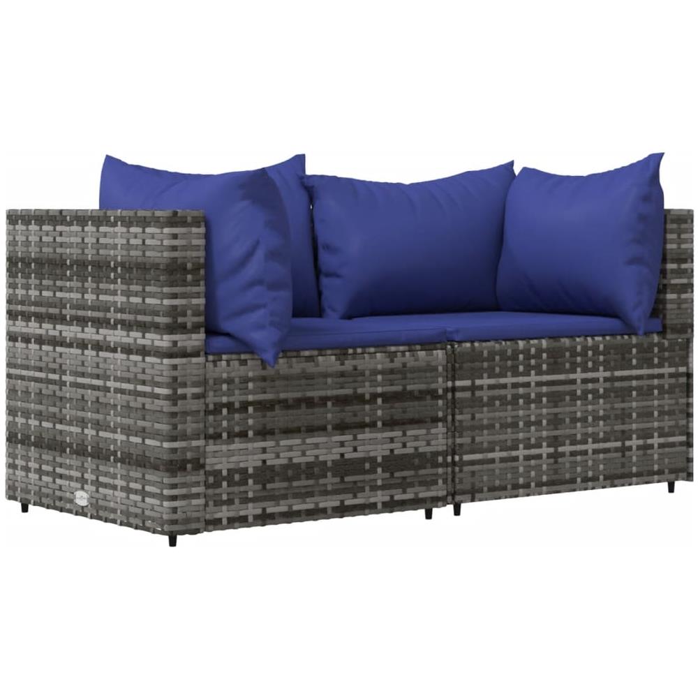 Divani Angolari Da Giardino Con Cuscini 2pz Polyrattan Grigio - Foto 2