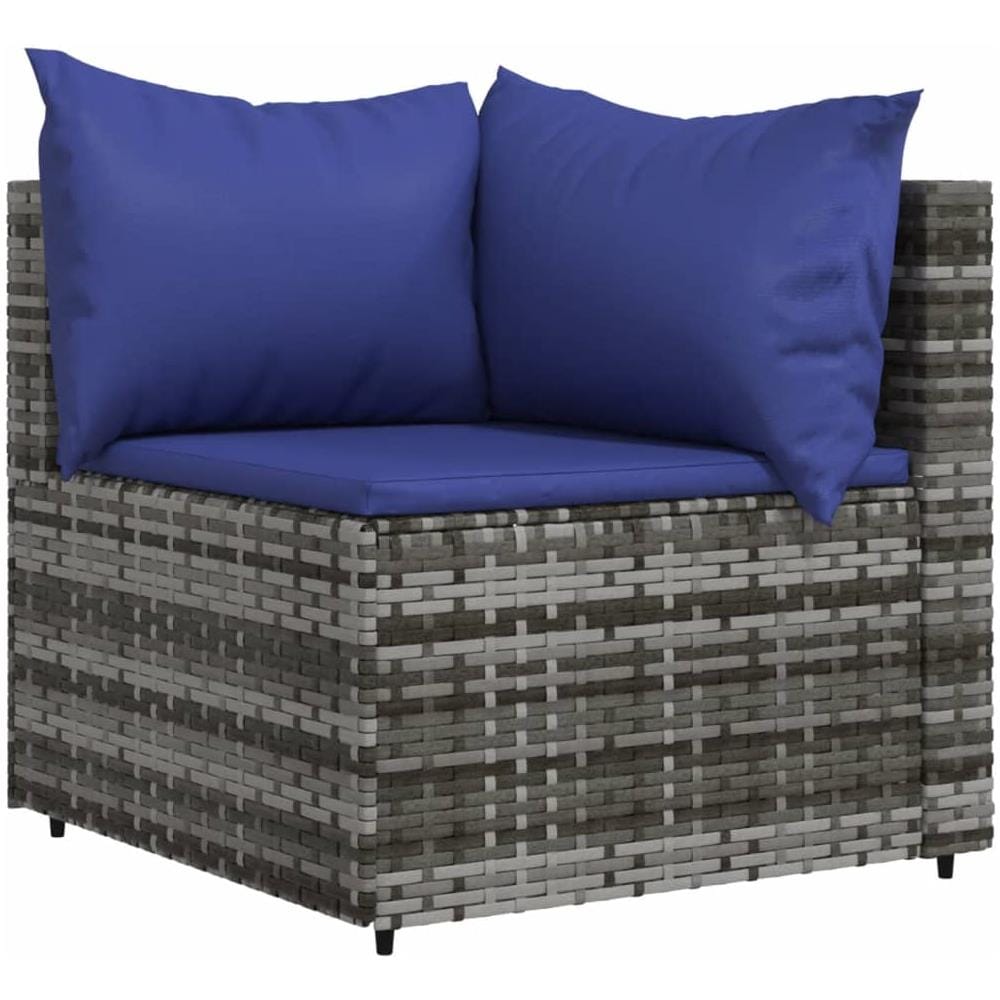 Divani Angolari Da Giardino Con Cuscini 2pz Polyrattan Grigio - Foto 3