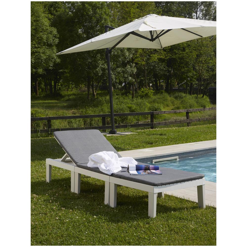 Set Salotto Da Esterno Cervia, Set Da Giardino Con 2 Sedute Con Schienale Ed 1 Modulo Multifunzione, Salottino Con Cuscini, 100% Made In Italy, Bianco - Foto 4