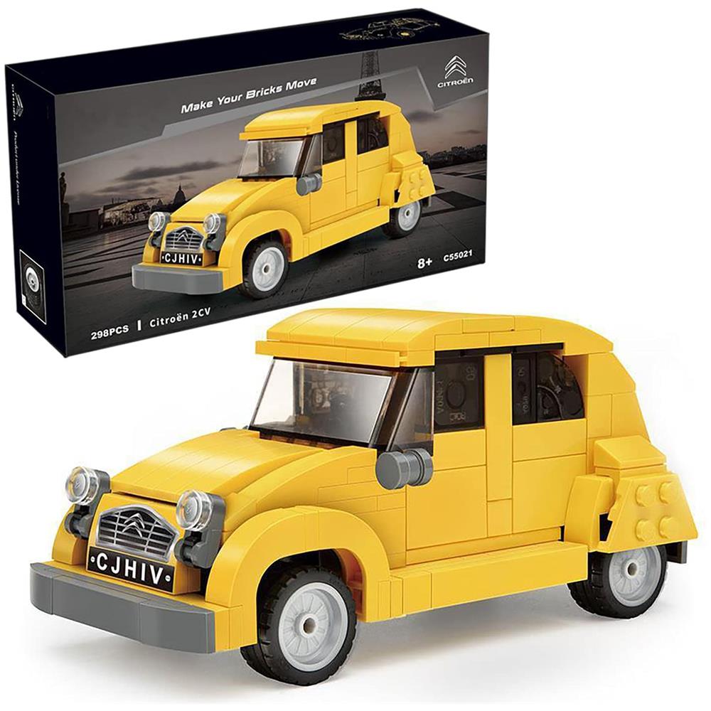 Citroen 2cv Francese Retrò Auto Kit Di Costruzione Giocattoli In Mattoni Per 8+ Anni Bambini E Adulti Modello Di Veicolo Autorizzato 1:24 Costruzione Simulata 298 Pezzi O Blocchi Per Ragazzi, Hobbista, Collezionista, Giallo - Foto 1