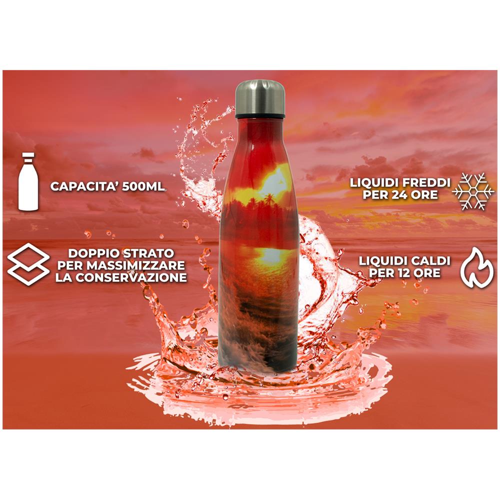 Borraccia Termica 500ml Bottiglia Acqua Thermos Caff&egrave; E Bevande Calde In Acciaio In Fantasia Doppio Strato Borraccia Sea Sunset - Foto 5