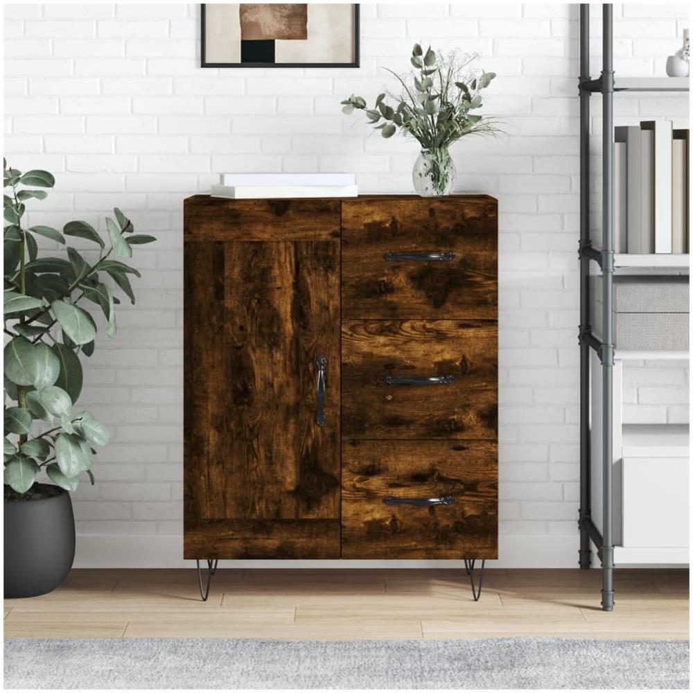 Credenza Rovere Fumo 69,5x34x90 Cm In Legno Multistrato - Foto 1