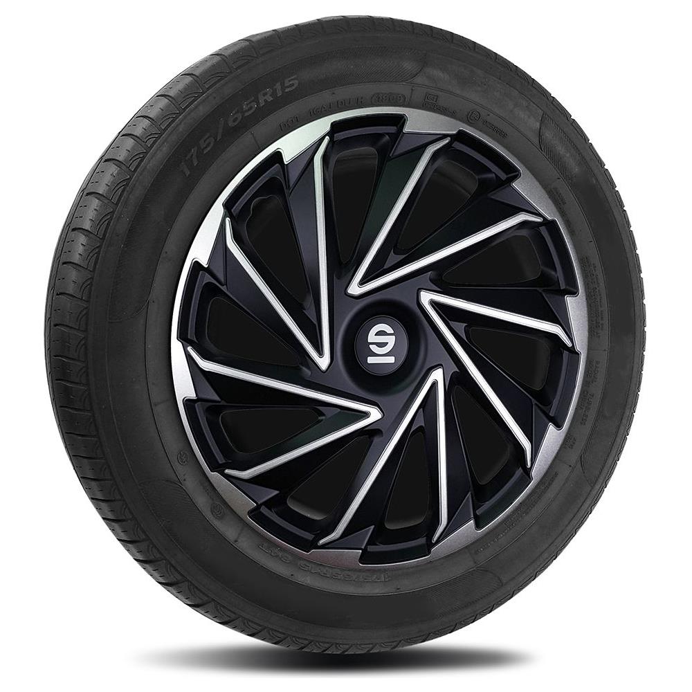 Set 4 Copricerchi 15"" Pollici Copriruota Auto Varese Spc1580svbk Argento Nero - Foto 2