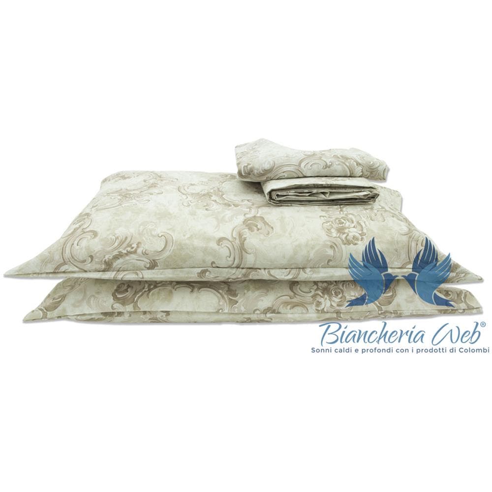 Copripiumino Sacco Piumone In 100% Cotone Disegno Vigata Matrimoniale Beige - Foto 1