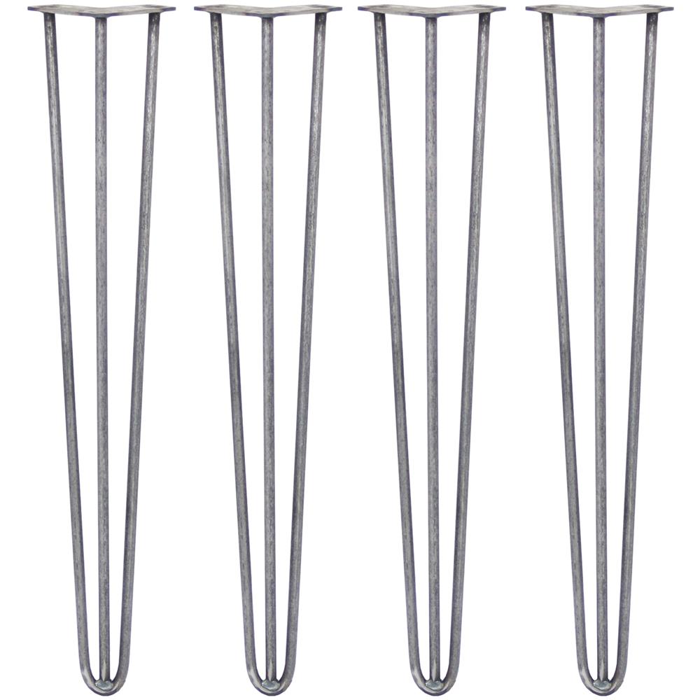 4 Gambe per Tavolo a Forcina SkiSki Legs 71cm Acciaio Naturale 2 Rebbi 12mm