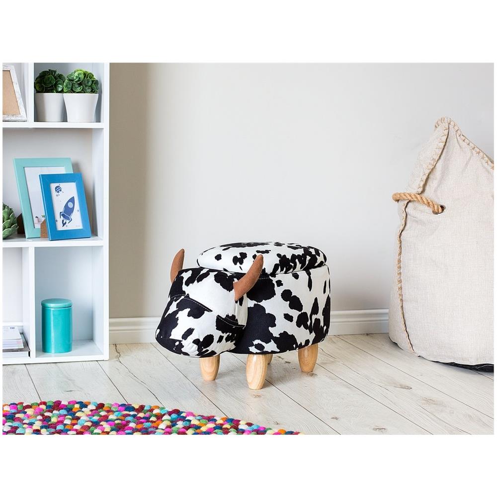 Pouf In Tessuto Bianco / nero Cow - Foto 2