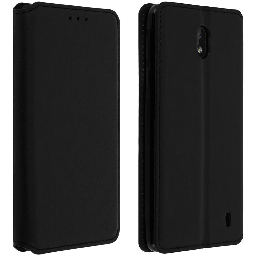Custodia Nokia 1 Plus Portacarte Funzione Supporto Similpelle Liscia Nero - Foto 1