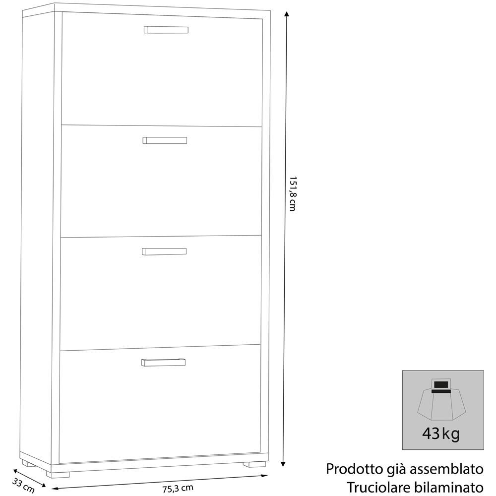 Spine - Scarpiera 4 Ante A Ribalta - Foto 3