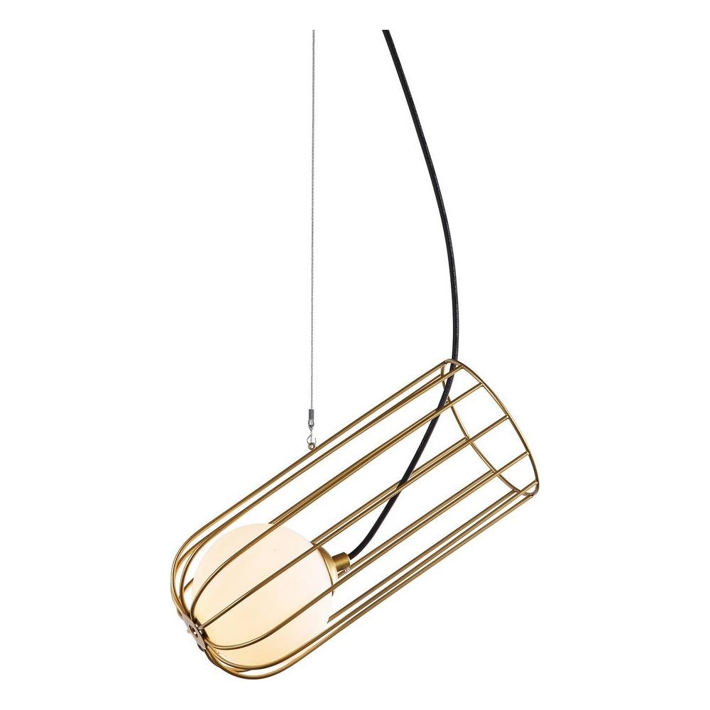 Pendente A Sospensione Moderno Dorato 1 Luce Con Oro, Paralume Bianco, G9 - Foto 1