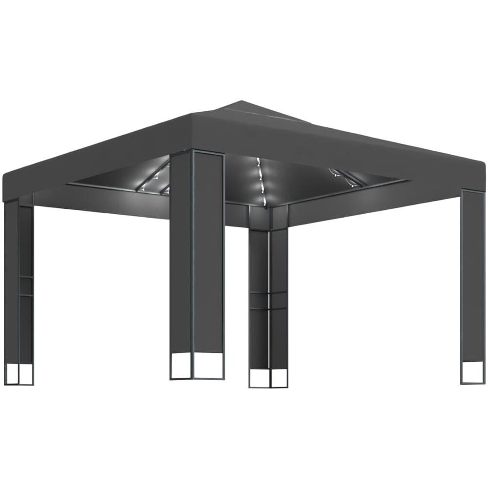 Gazebo con Tetto Doppio e Stringa di Luci LED 3x3 m Antracite - Foto 1