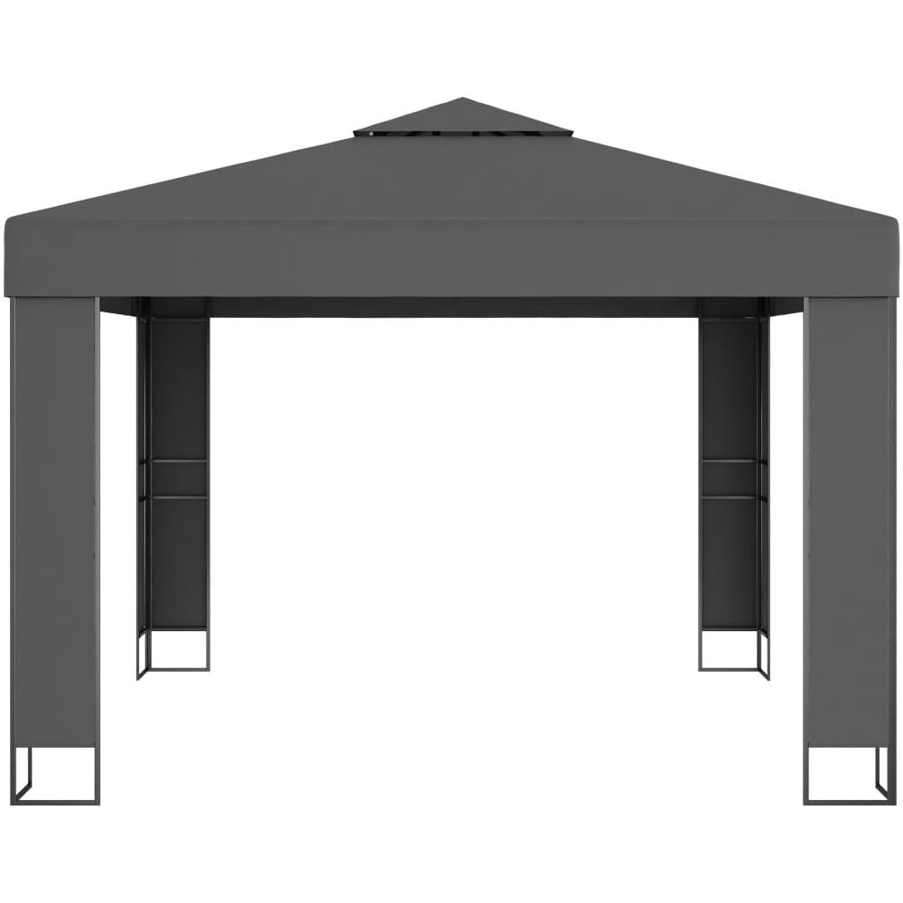 Gazebo con Tetto Doppio e Stringa di Luci LED 3x3 m Antracite - Foto 3