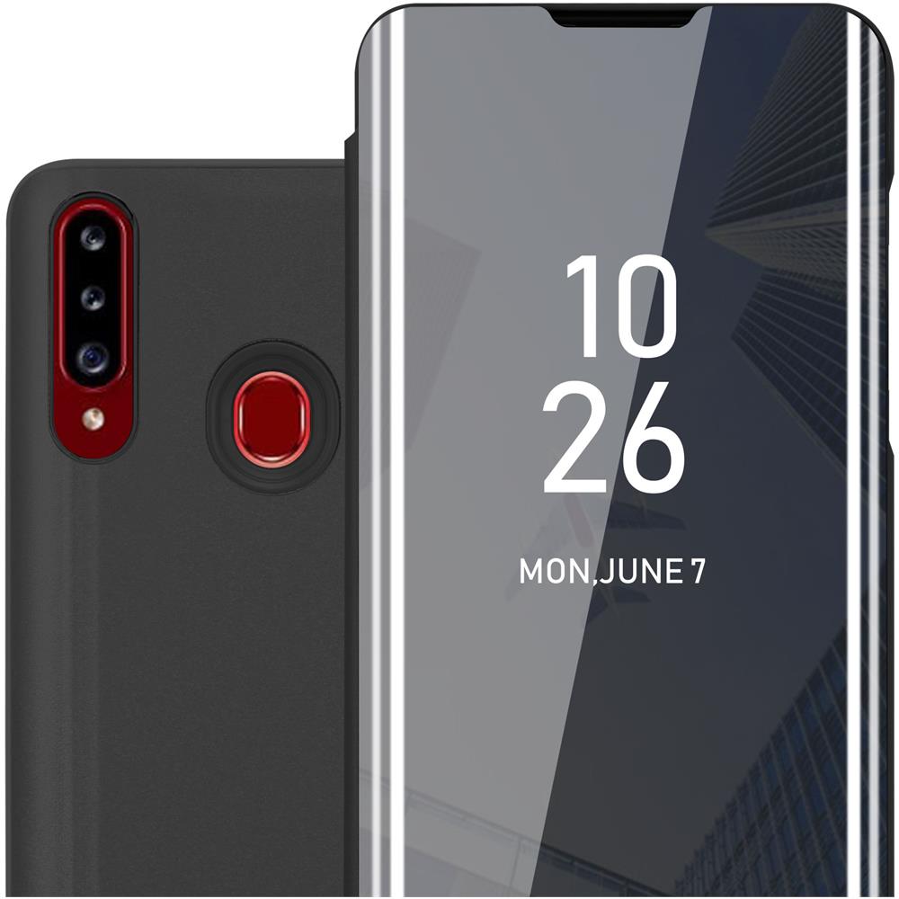 Custodia Compatibile Con Samsung Galaxy A20s In Tormalina Nera - Clear View Specchio Coperchio Protettivo Con Funzione Di Supporto Protezione A 360 Gradi - Foto 1