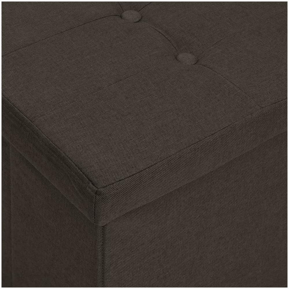 Cassapanca Pieghevole Marrone Scuro In Simil Lino - Foto 2