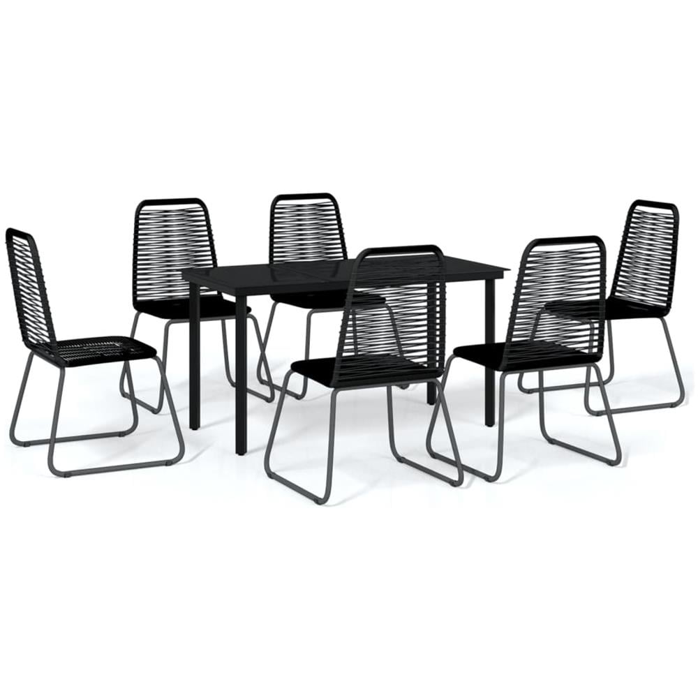 Set Mobili Da Pranzo Per Giardino 7 Pz Nero - Foto 2
