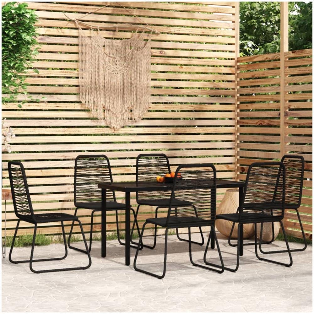 Set Mobili Da Pranzo Per Giardino 7 Pz Nero - Foto 1