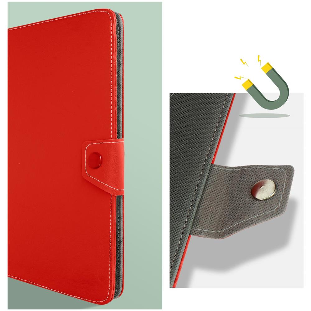 Custodia Universale Tablet 10 Pollici Similpelle Funzione Supporto Video Rossa - Foto 2