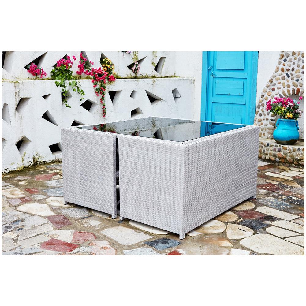Salotto Da Giardino A Incasso 8 Posti Resina Intrecciata Grigio/bianco Nouméa - Foto 8