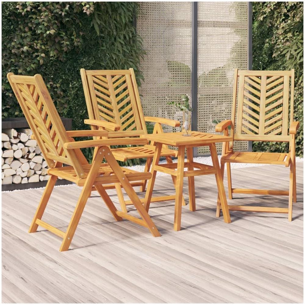 Sedie Da Giardino Reclinabili 3 Pz In Legno Massello Di Acacia - Foto 1