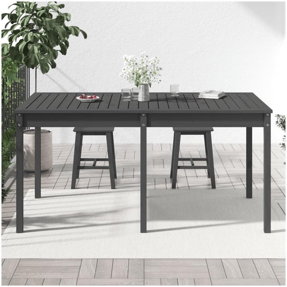 Tavolo Da Giardino Grigio 159,5x82,5x76 Cm Legno Massello Pino - Foto 7