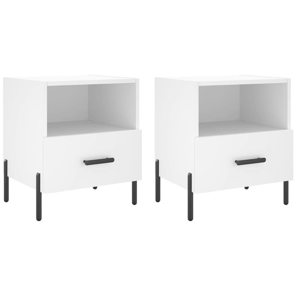 Comodini 2 Pz Bianchi 40x35x47,5 Cm In Legno Multistrato - Foto 2