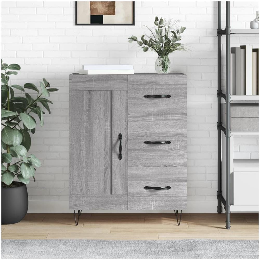 Credenza Grigio Sonoma 69,5x34x90 Cm In Legno Multistrato - Foto 1
