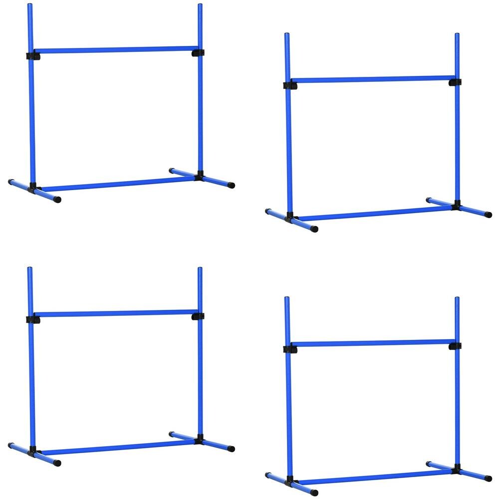 Set di 4 Ostacoli Agility Dog per Addestramento Cani ad Altezza Regolabile con Borsa da Trasporto Inclusa, 99x65x94cm, Blu - Foto 1