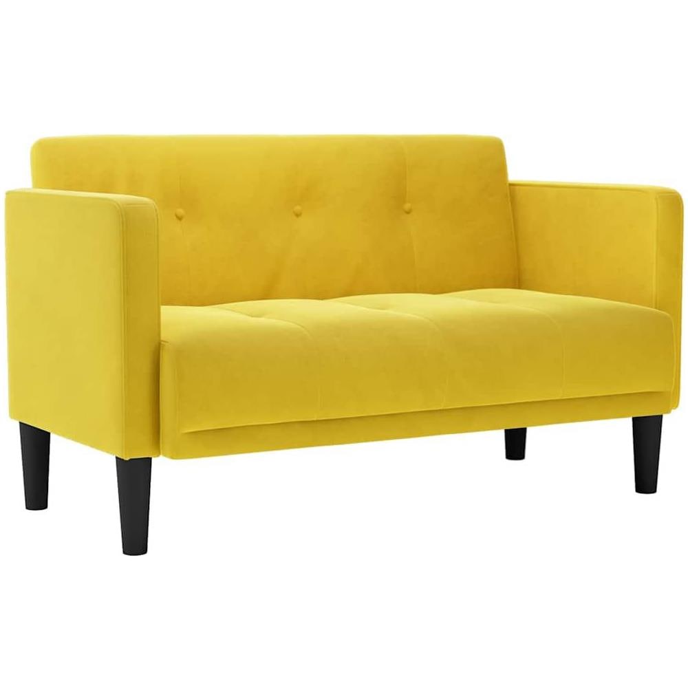 Divano Divanetto Giallo 111 cm in Velluto - Foto 1