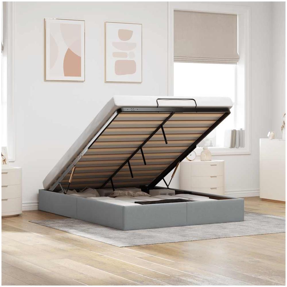 Struttura Letto Pouf senza Materasso 140x190 cm in Tessuto - Foto 2