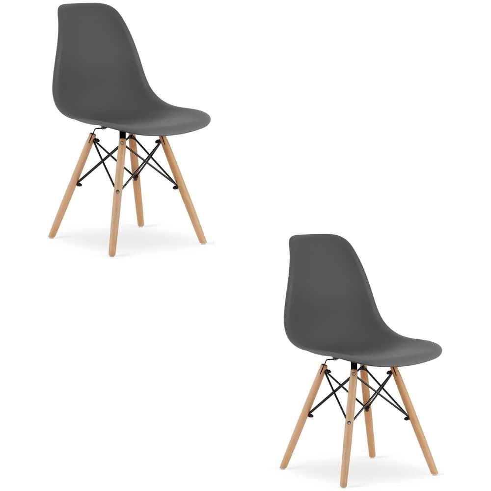 Sedia OSAKA con gambe naturali grigio scuro per soggiorno x2 - Foto 1