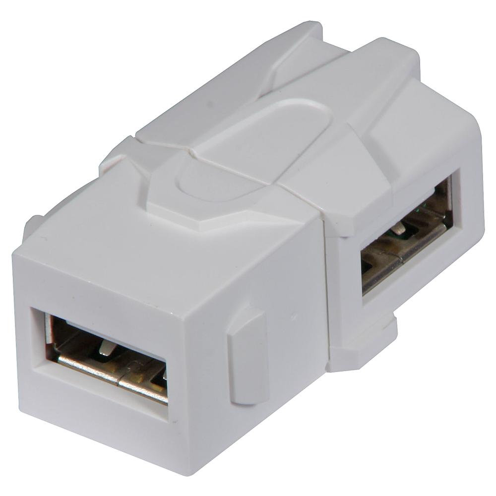 Frutto Keystone doppia femmina a 90° USB Tipo A per prese a muro - Foto 1
