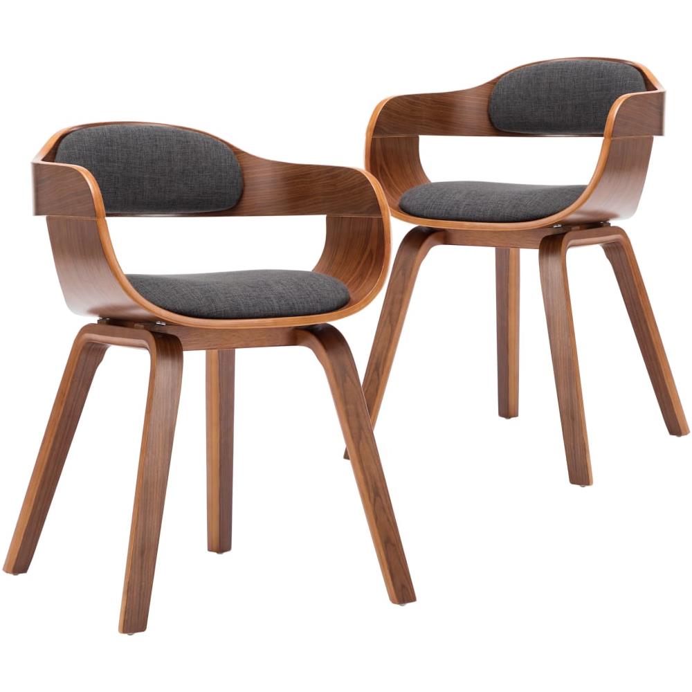 Sedie Da Pranzo 2 Pz Grigio Scuro In Tessuto E Legno Curvato - Foto 2