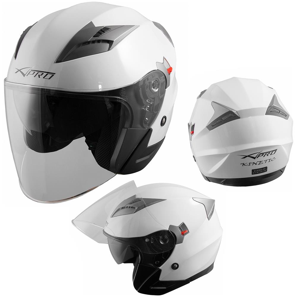 Casco Jet Moto Scooter Omologato Ece 22-05 Visiera Parasole Antigraffio Bianco L - Foto 1