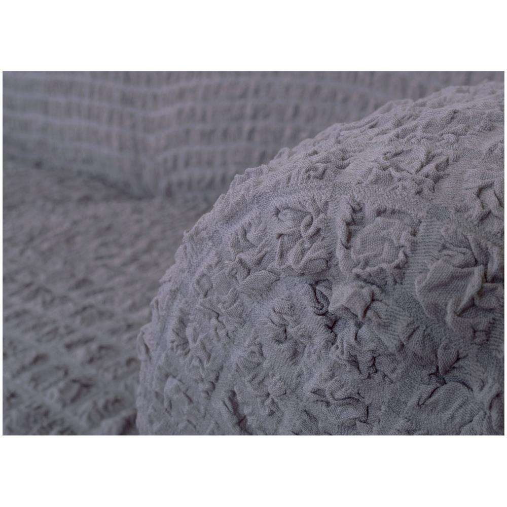 Copridivano Elasticizzato Arricciato Con Volants Tinta Unita Luxory Grigio Chiaro Poltrona Grigio Ch - Foto 11