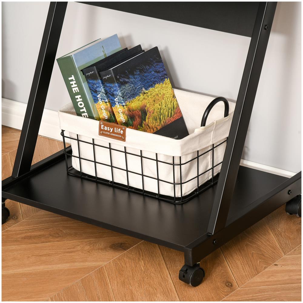 Tavolo Scrivania Porta Pc Piano Tastiera A Scomparsa E 4 Ruote, Nero - Foto 2