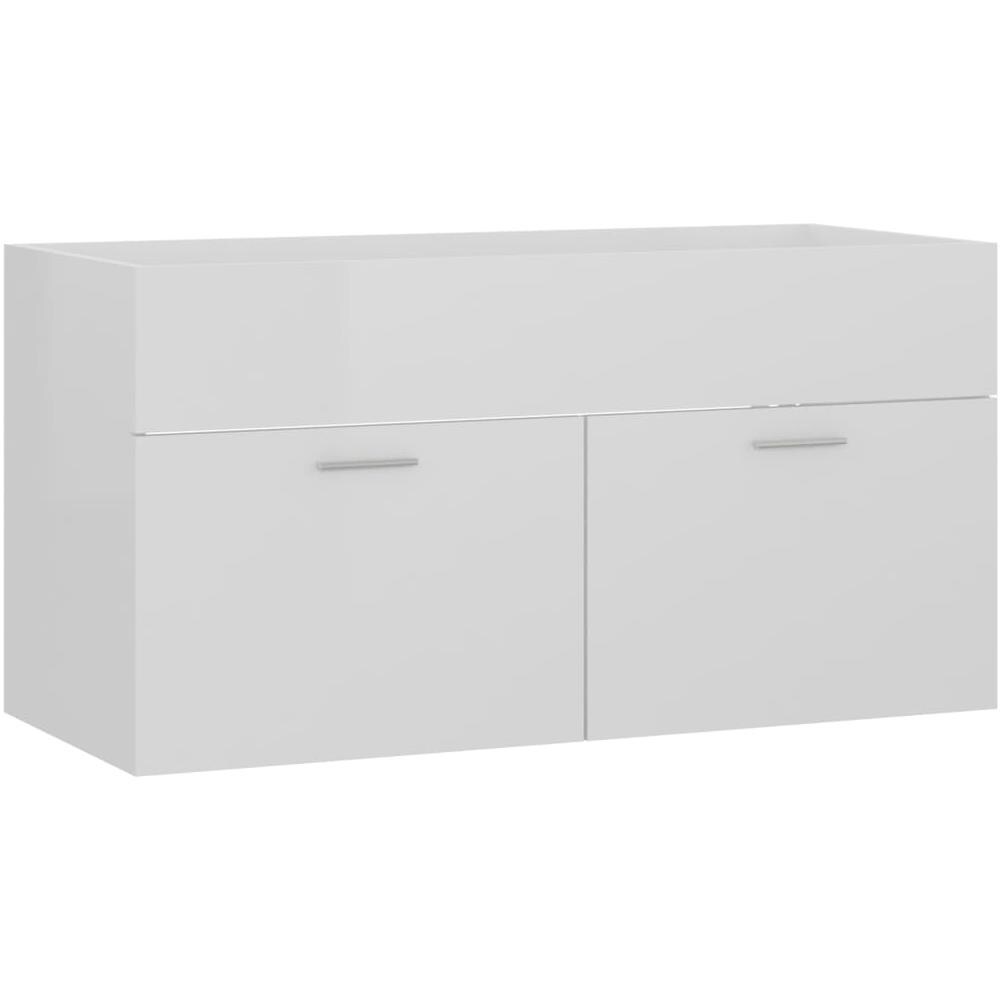 Mobile Lavabo Bianco Lucido 90x38,5x46 cm in Legno Multistrato - Foto 2
