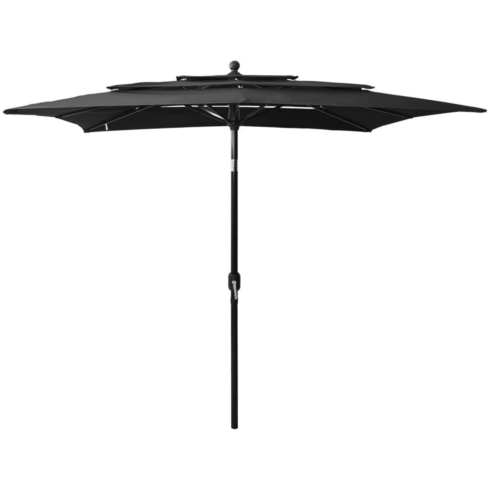 Ombrellone a 3 Livelli con Palo in Alluminio Nero 2,5x2,5 m - Foto 1