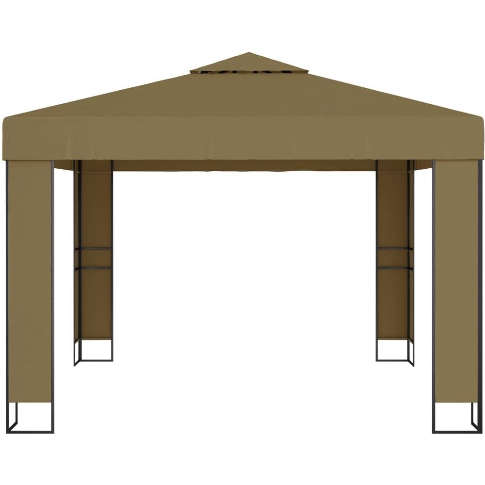 Gazebo con Tetto Doppio e Luci LED 3x3x2,7 m Grigio Talpa - Foto 2