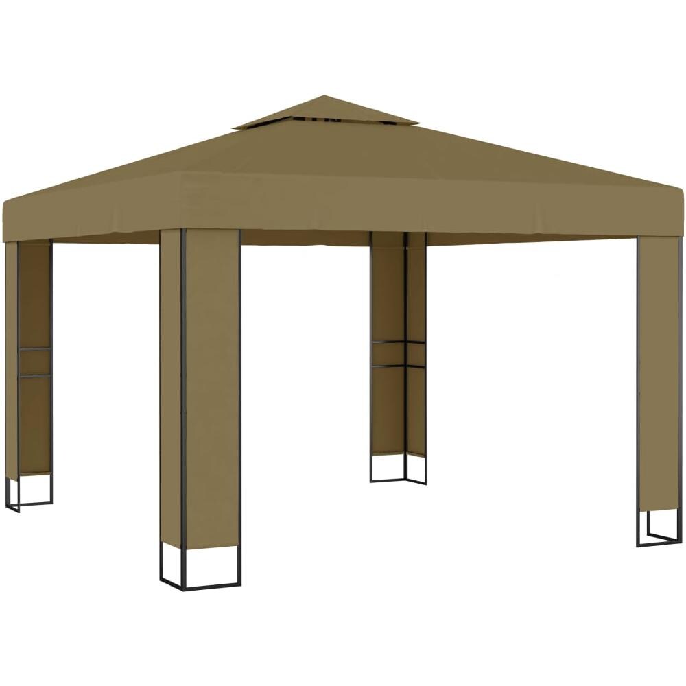 Gazebo con Tetto Doppio e Luci LED 3x3x2,7 m Grigio Talpa - Foto 3