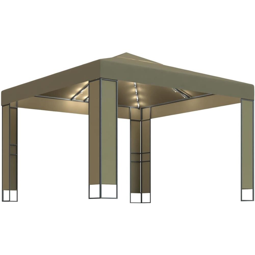 Gazebo con Tetto Doppio e Luci LED 3x3x2,7 m Grigio Talpa - Foto 1