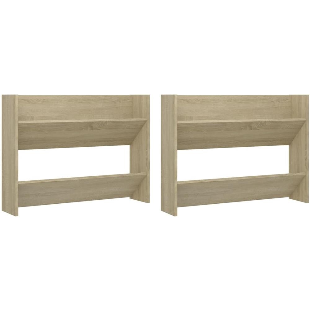 Scarpiere Muro 2 Pz Rovere Sonoma 80x18x60cm Truciolato - Foto 2