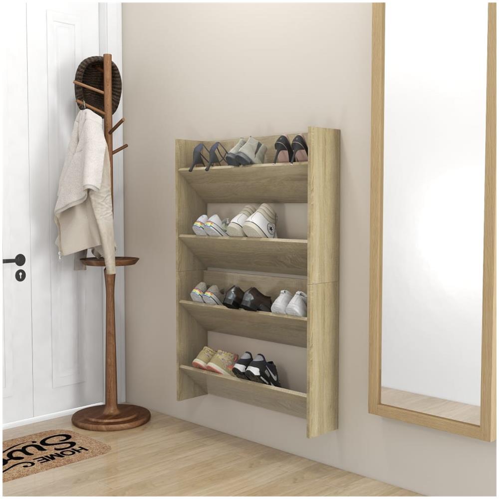 Scarpiere Muro 2 Pz Rovere Sonoma 80x18x60cm Truciolato - Foto 3